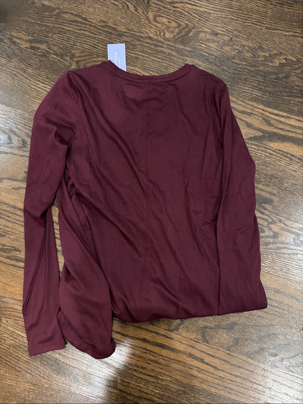 Maternity Women's Long-Sleeve Burgundy Wrap-Front Top - Picture 4 of 4